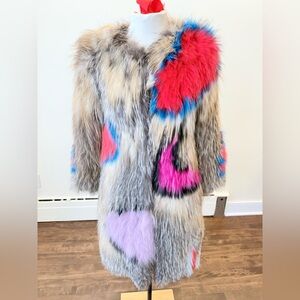 Genuine Real Light fox fur patchwork coat featuring multiple Colors